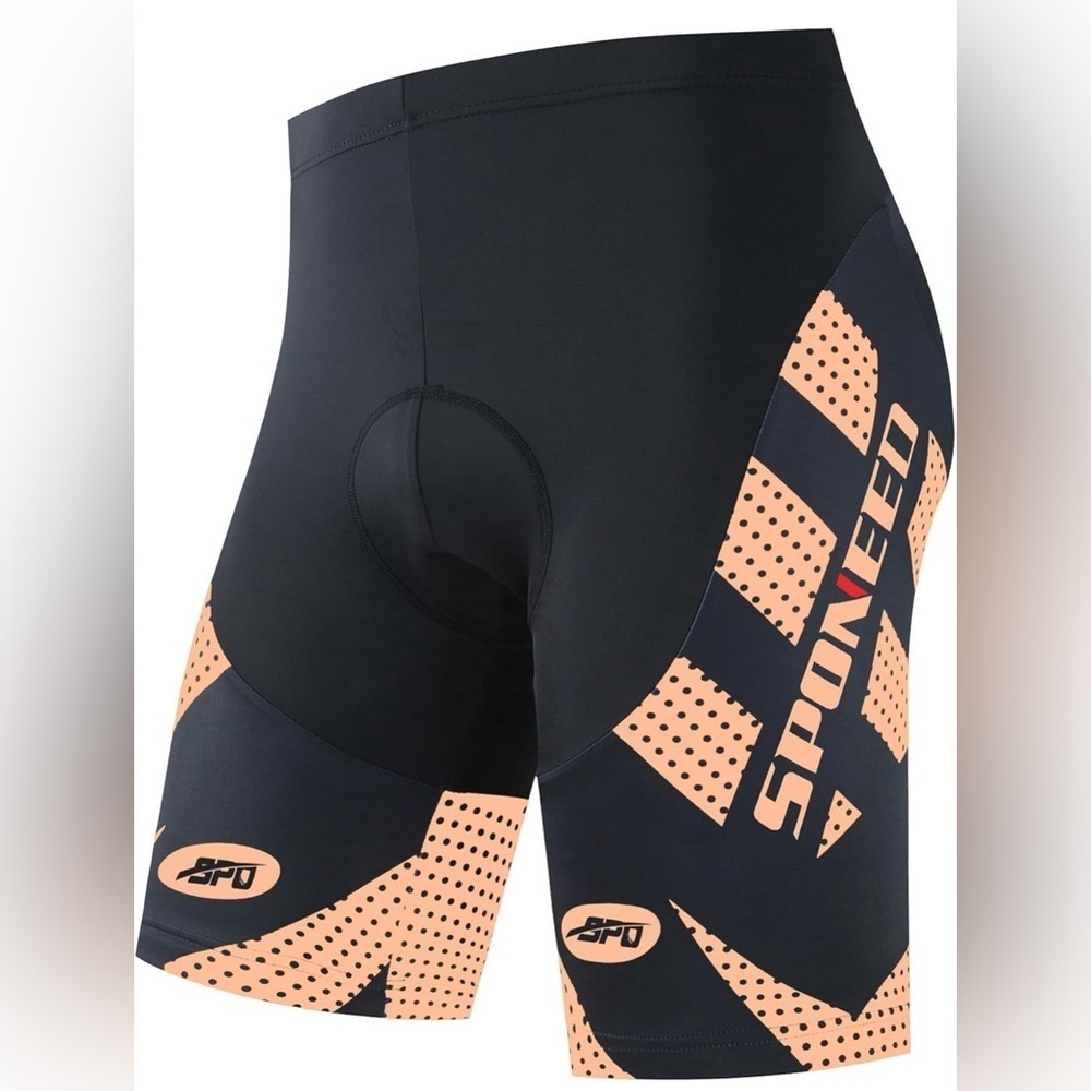 NWT- Sponeed Men's Padded Cycling Shorts/Tights SIZE: LG COLOR: Black/Peach